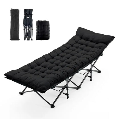 JIOABL Adjustable Camping Cot for Adults, Portable Folding Bed with 6 Reclining Positions for Outdoor Use