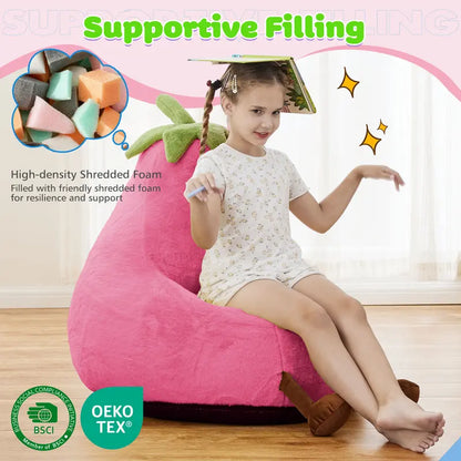 Memory Foam Bean Bag Chair for Kids, Soft Toddler Sofa with High Rebound Foam for Reading & Gaming